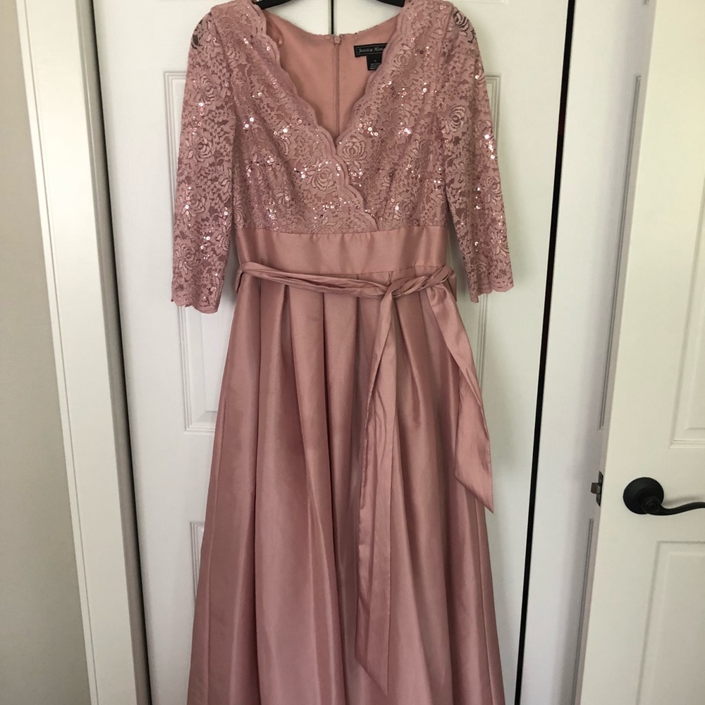 Lace Bodice Bow Tie Front Gown